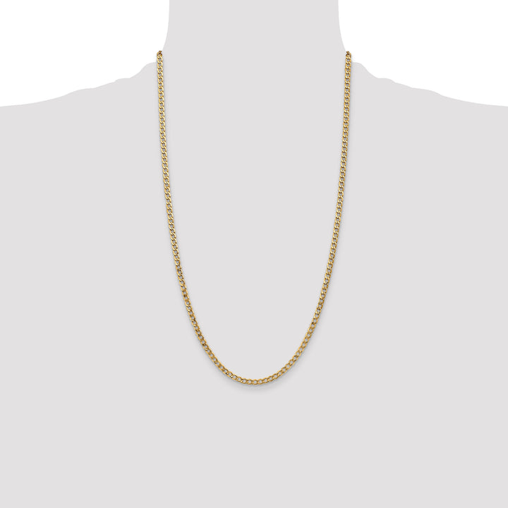 14k 3.35mm Semi-Solid Curb Chain
