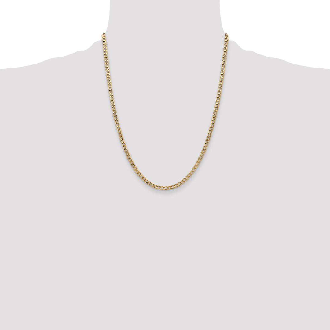 14k 3.35mm Semi-Solid Curb Chain