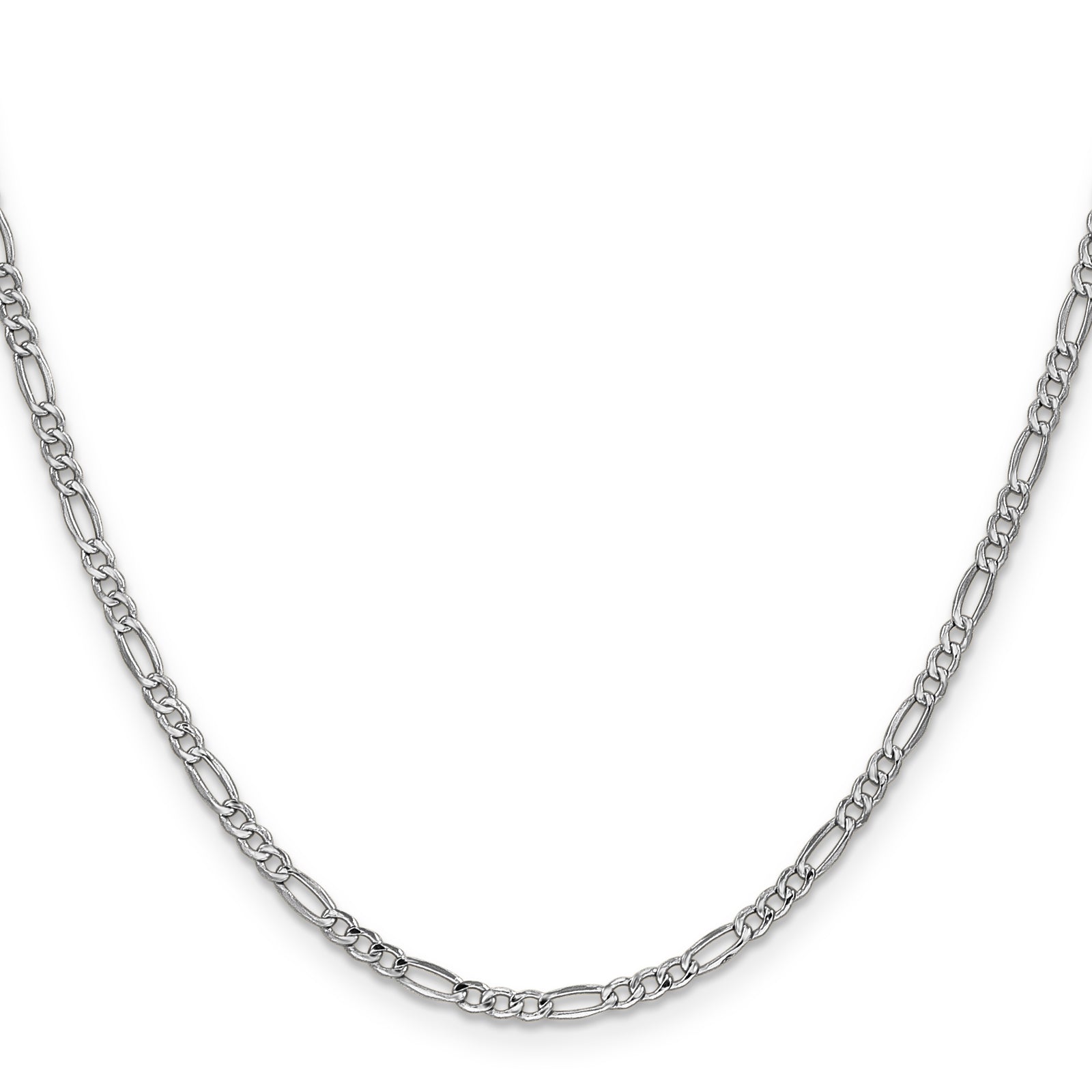 14k White Gold 2.5mm Semi-Solid Figaro Chain