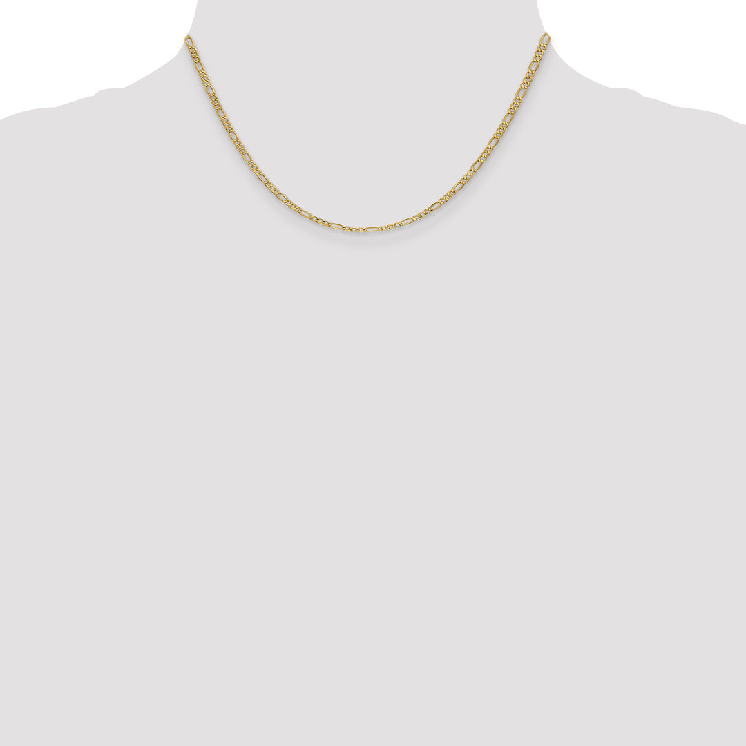 14k 2.5mm Semi-Solid Figaro Chain