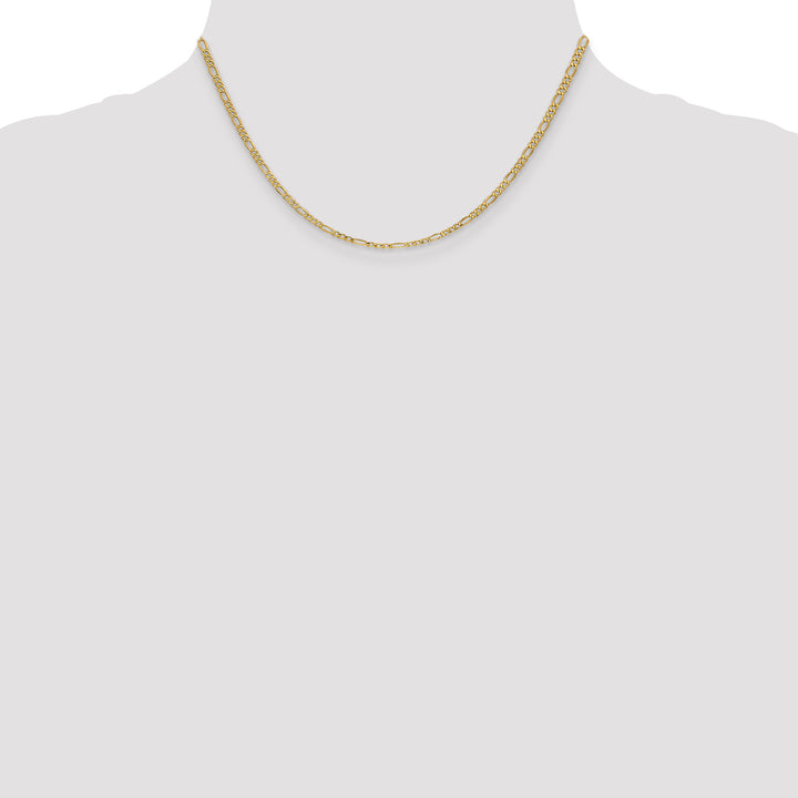 14k 2.5mm Semi-Solid Figaro Chain