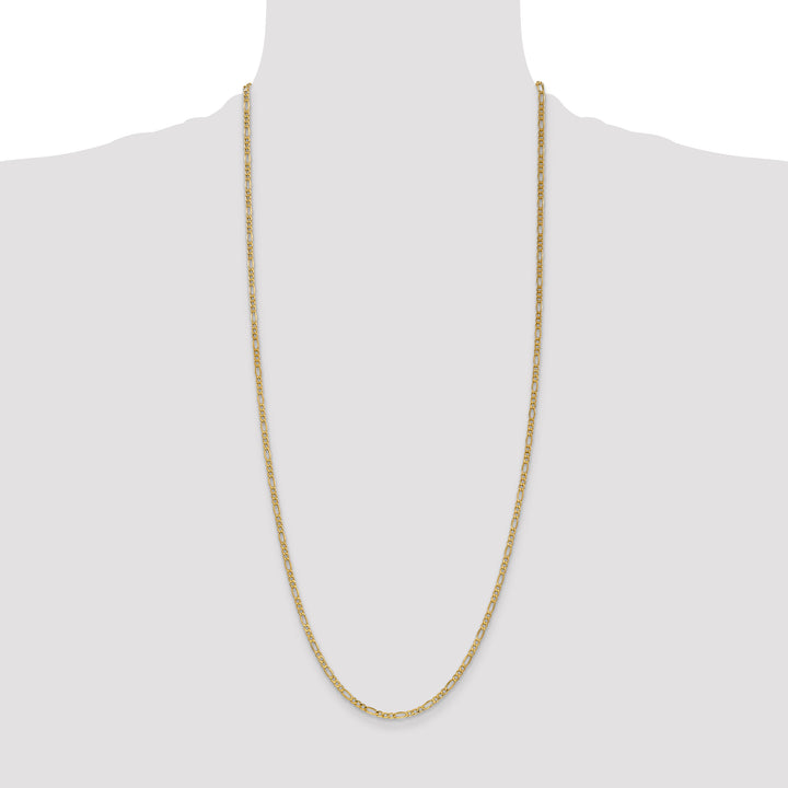 14k 2.5mm Semi-Solid Figaro Chain