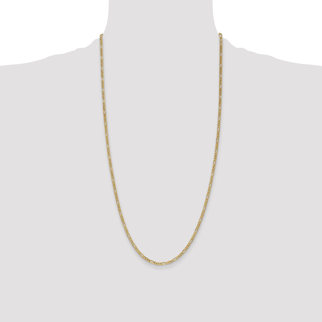 14k 2.5mm Semi-Solid Figaro Chain