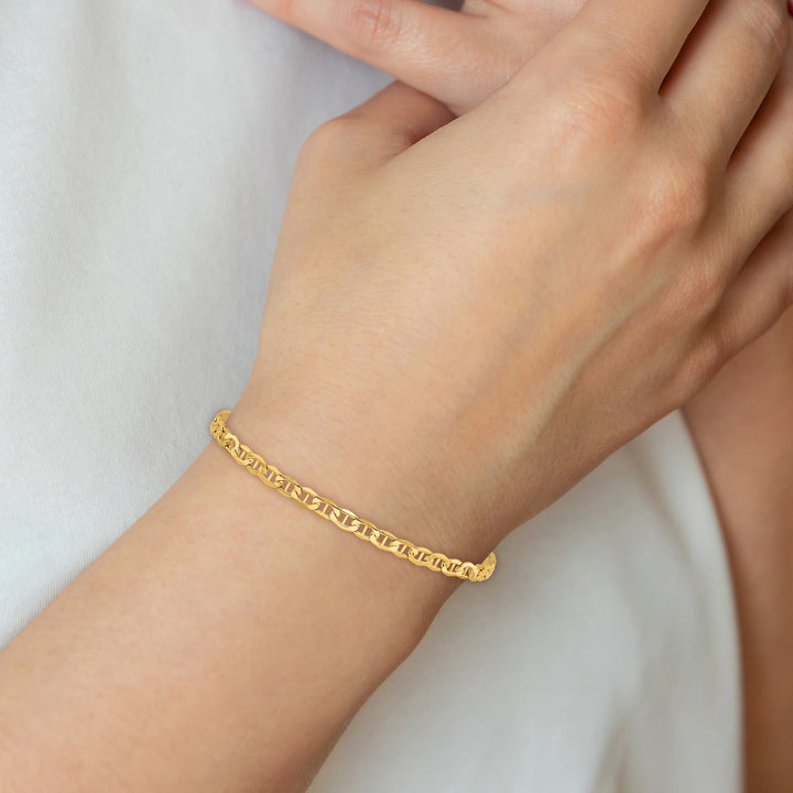 14k 3.2mm Semi-Solid Anchor Chain Anklet