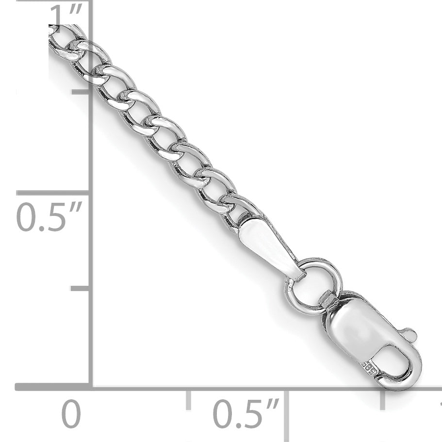14k White Gold 2.5mm Semi-Solid Curb Chain Anklet