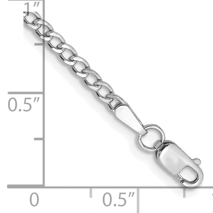 14k White Gold 2.5mm Semi-Solid Curb Chain Anklet