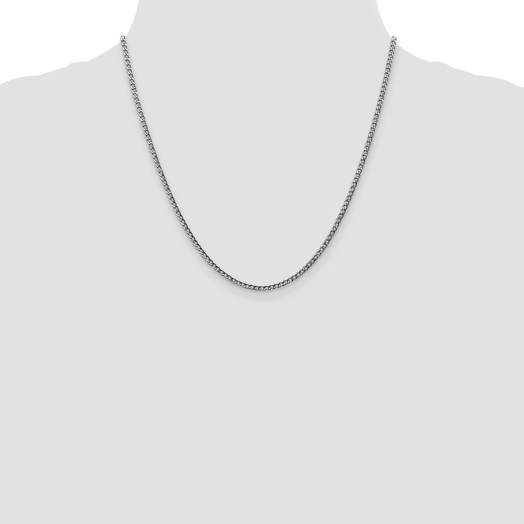 14k White Gold 2.5mm Semi-Solid Curb Chain