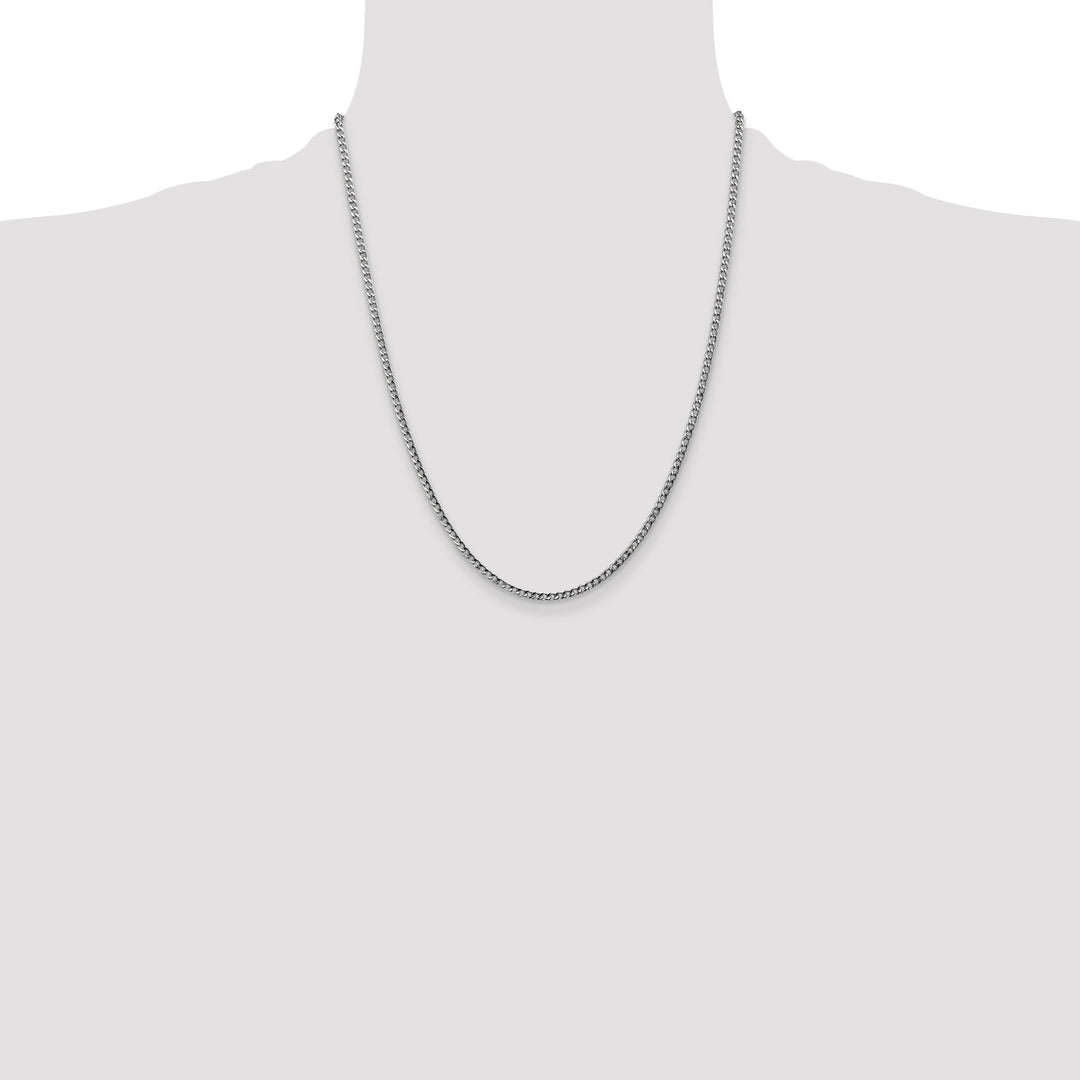 14k White Gold 2.5mm Semi-Solid Curb Chain