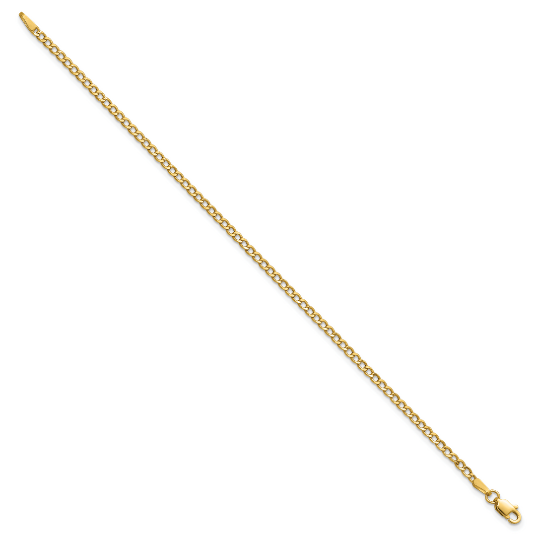 14k 2.5mm Semi-Solid Curb Chain Anklet