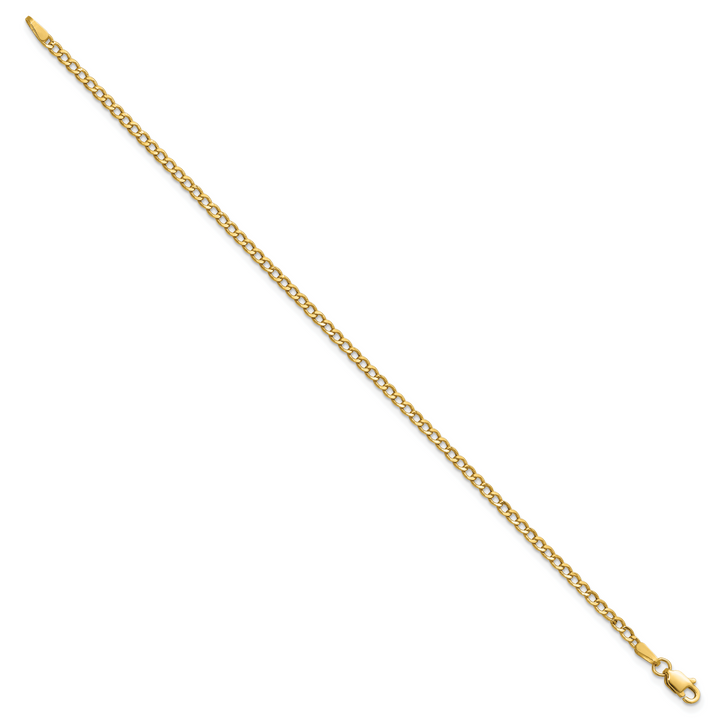14k 2.5mm Semi-Solid Curb Chain Anklet