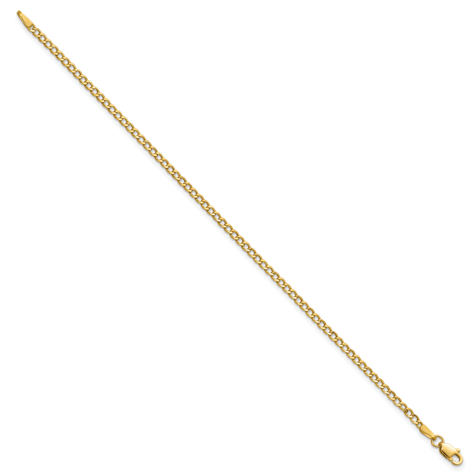 14k 2.5mm Semi-Solid Curb Chain Anklet