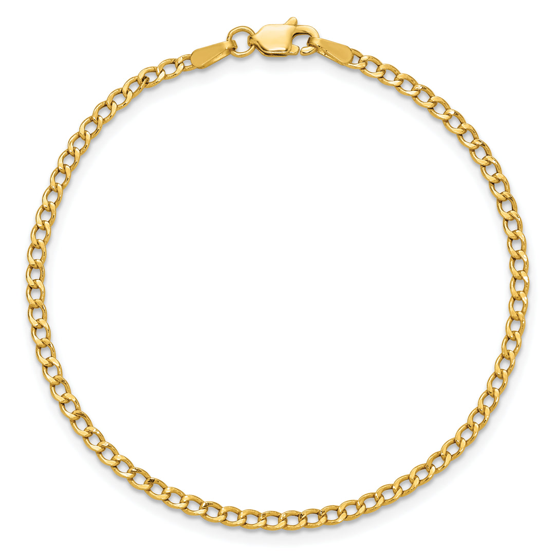 14k 2.5mm Semi-Solid Curb Chain Anklet