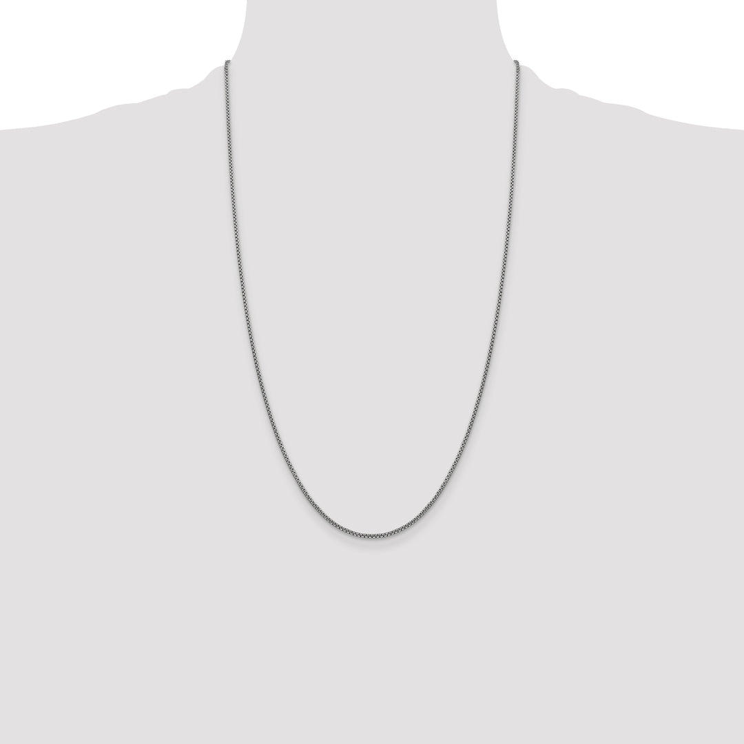 14k White Gold 1.5mm Semi-Solid Round Box Chain