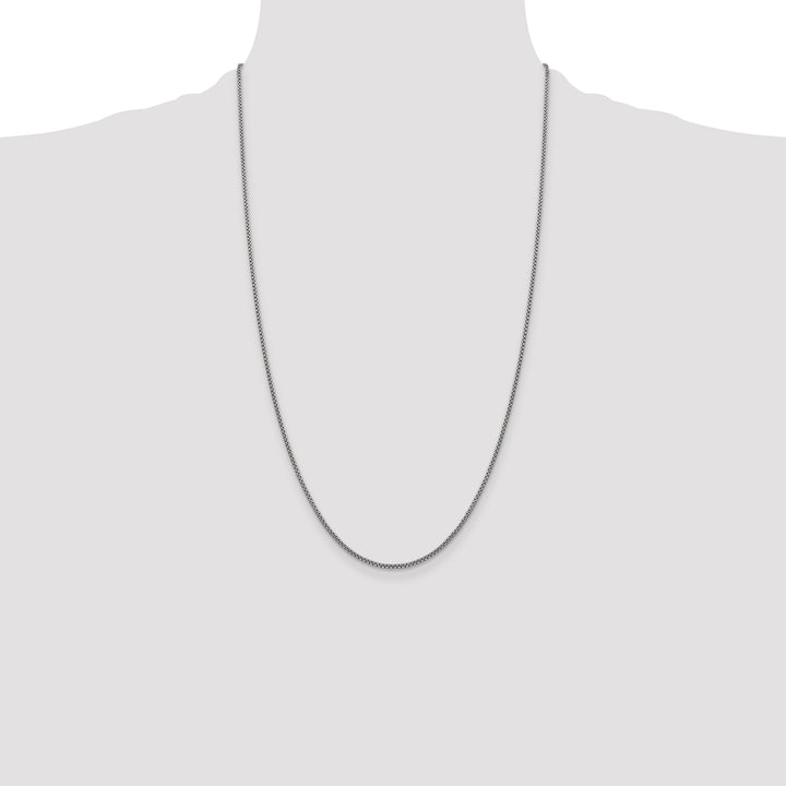 14k White Gold 1.5mm Semi-Solid Round Box Chain