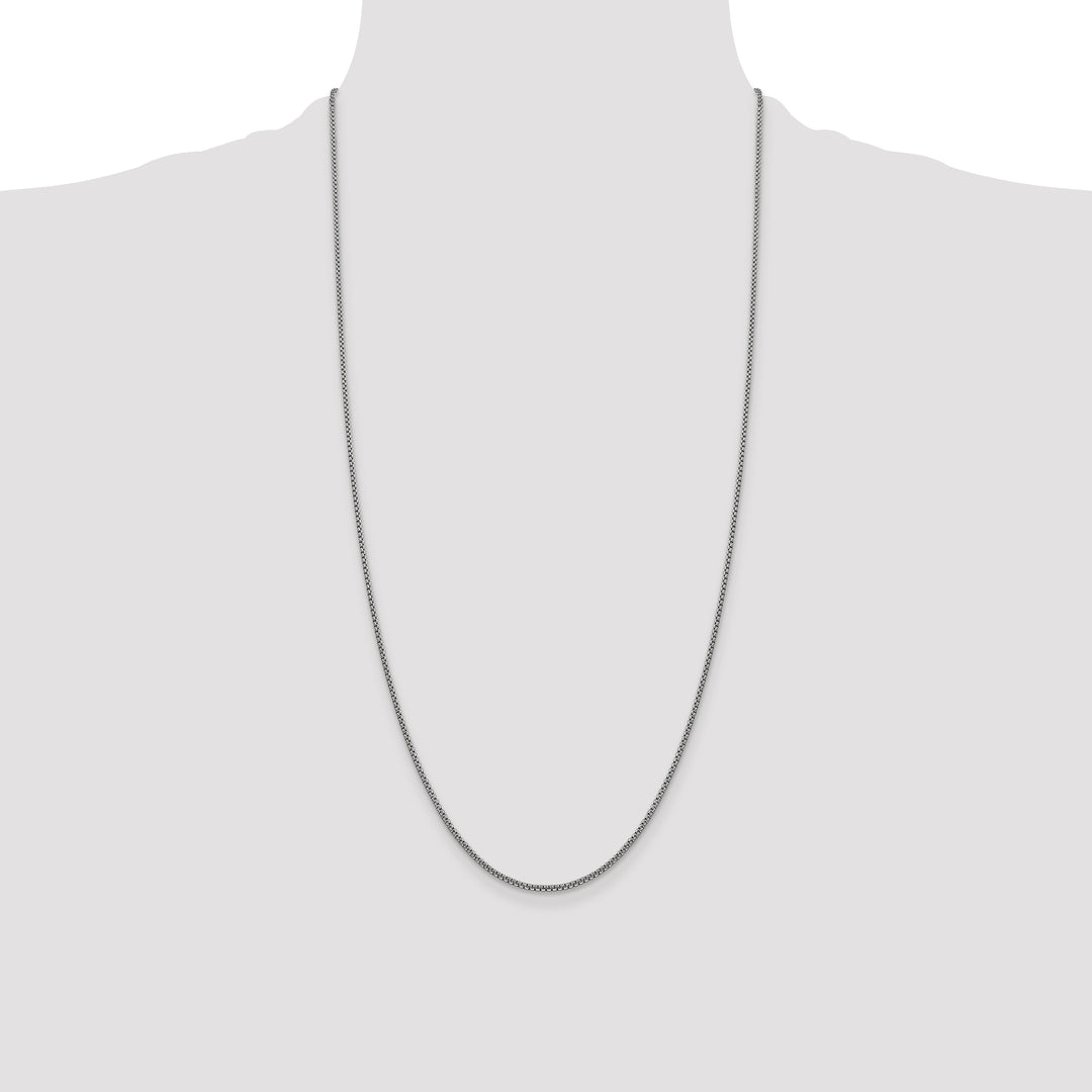 14k White Gold 1.5mm Semi-Solid Round Box Chain