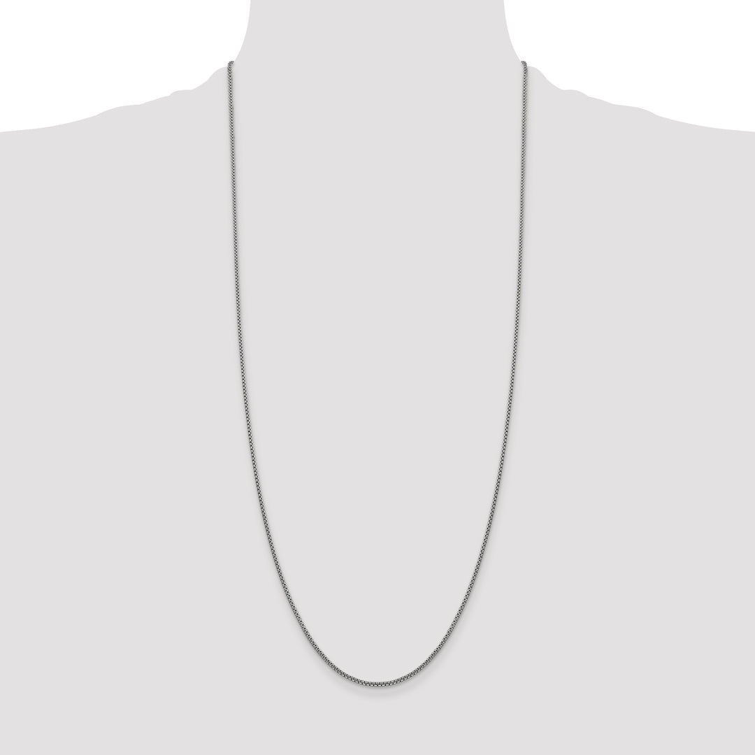14k White Gold 1.5mm Semi-Solid Round Box Chain