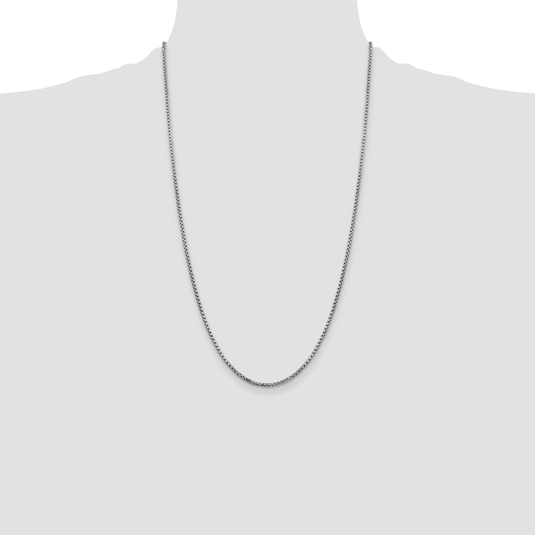 14k White Gold 1.75mm Semi-Solid Round Box Chain