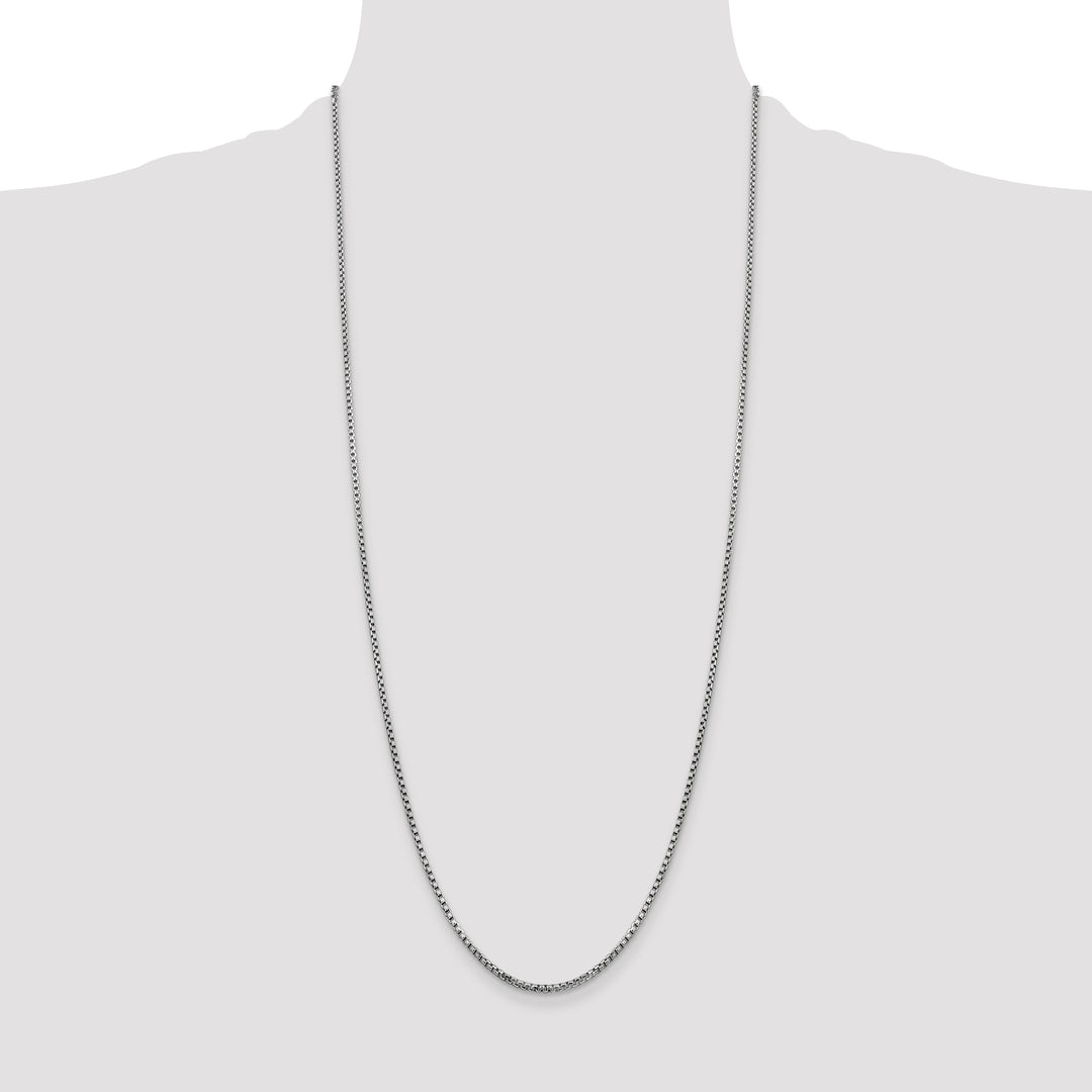 14k White Gold 1.75mm Semi-Solid Round Box Chain