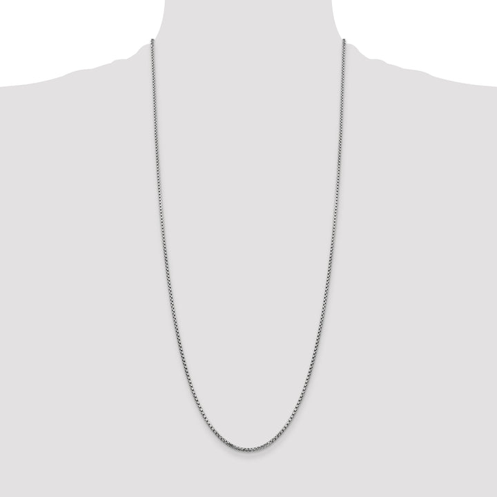 14k White Gold 1.75mm Semi-Solid Round Box Chain