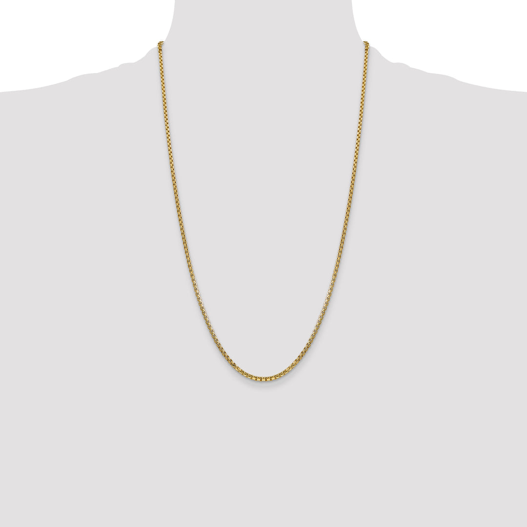 14k 2.45mm Semi-Solid Round Box Chain