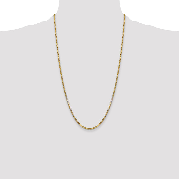 14k 2.45mm Semi-Solid Round Box Chain