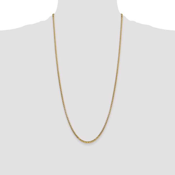 14k 2.45mm Semi-Solid Round Box Chain
