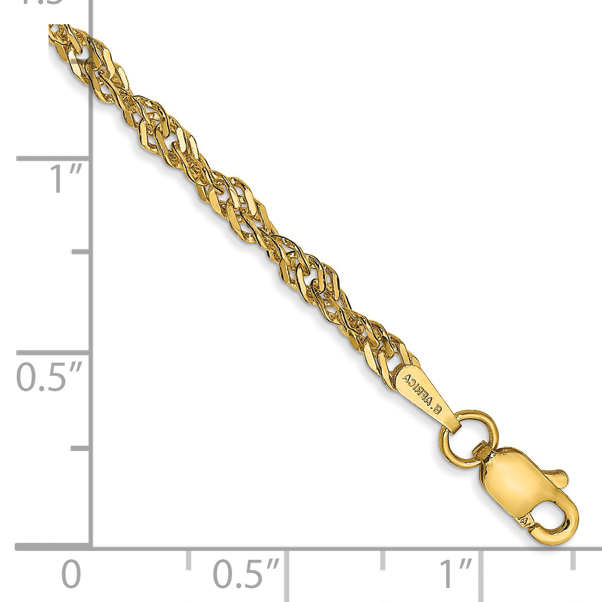 14k 2.75mm Lightweight Singapore Chain Anklet