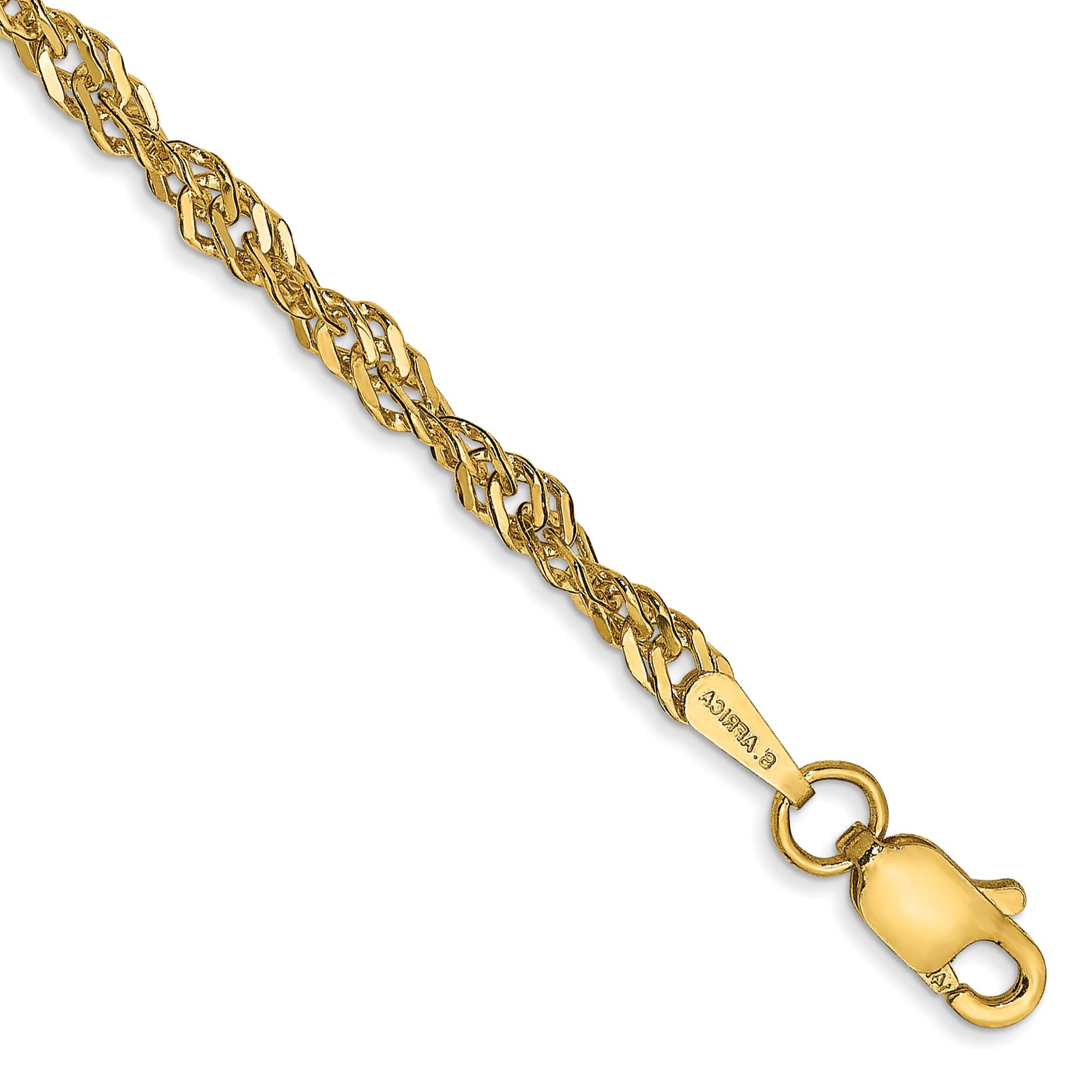 14k 2.75mm Lightweight Singapore Chain Anklet