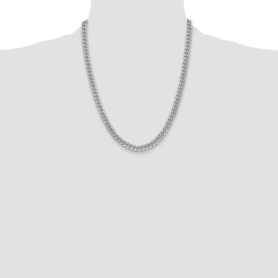14k White Gold 6mm Semi-Solid Miami Cuban Chain