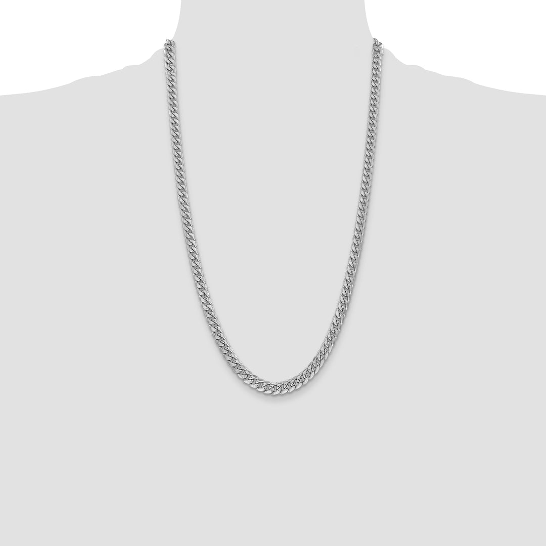 14k White Gold 6mm Semi-Solid Miami Cuban Chain