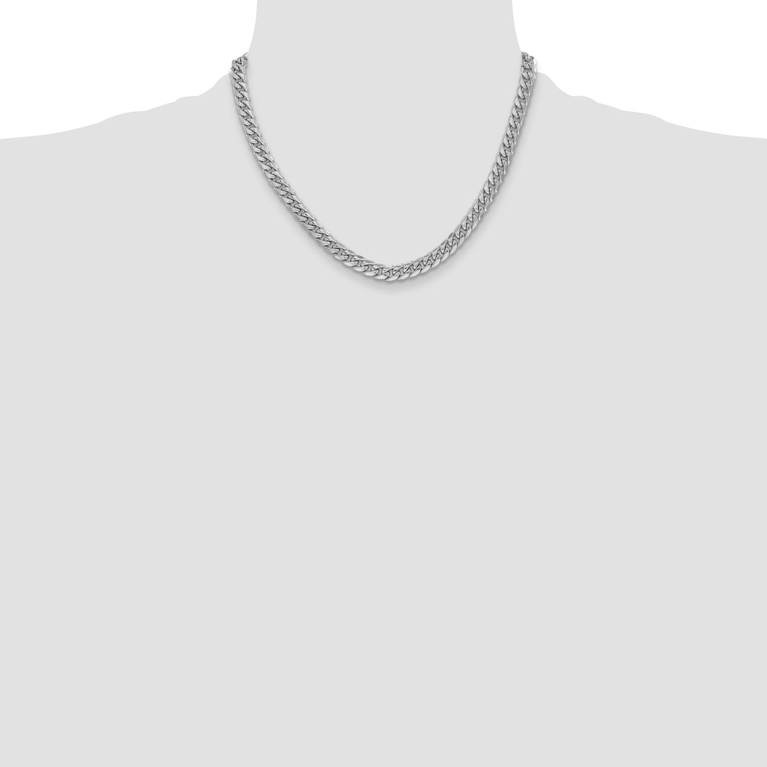 14k White Gold 6mm Semi-Solid Miami Cuban Chain