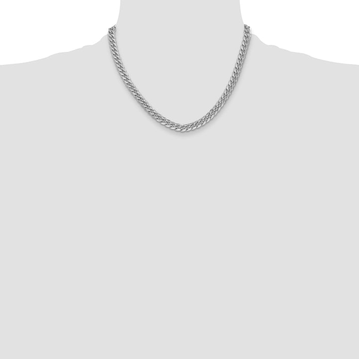 14k White Gold 6mm Semi-Solid Miami Cuban Chain