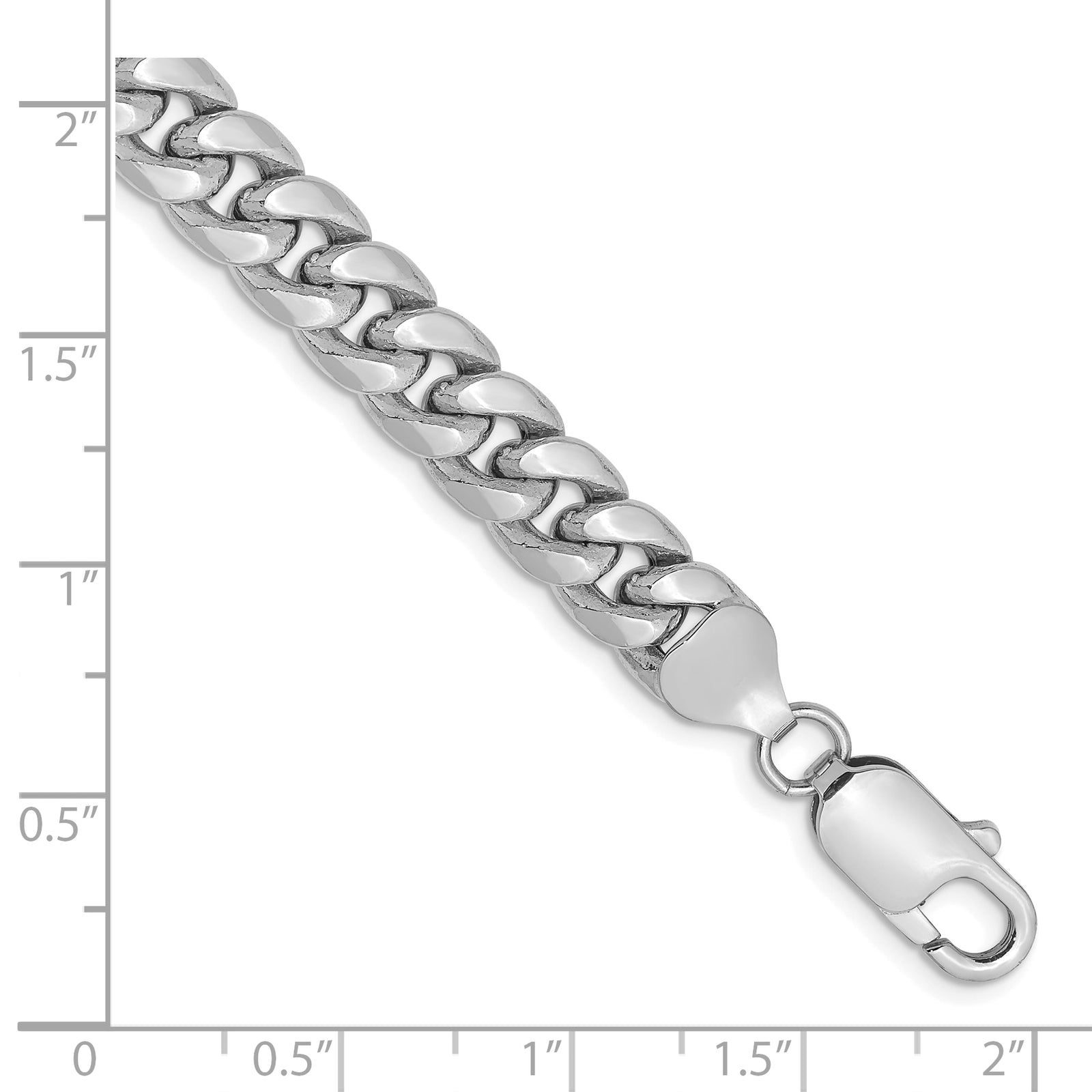 14k White Gold 7.3mm Semi-Solid Miami Cuban Chain