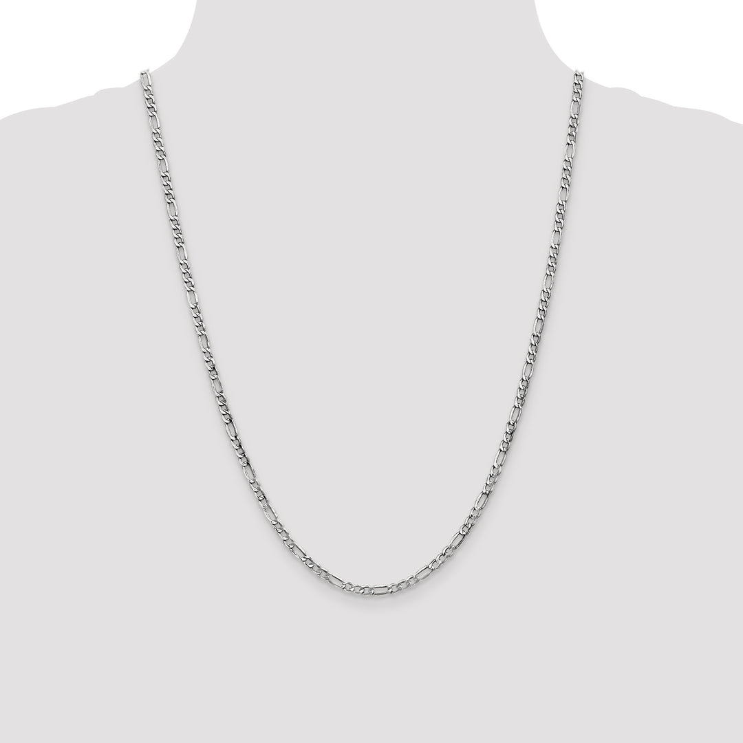 14k White Gold 3.5mm Semi-Solid Figaro Chain