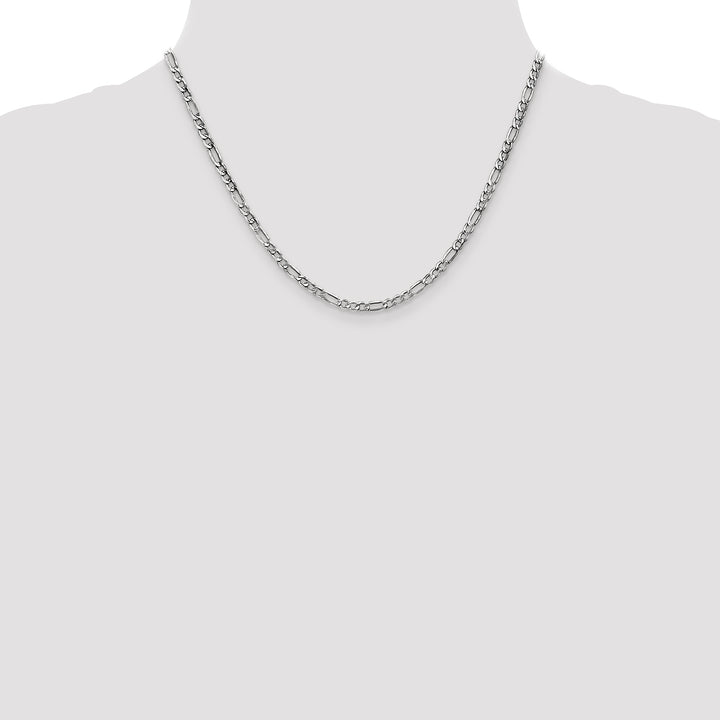 14k White Gold 3.5mm Semi-Solid Figaro Chain