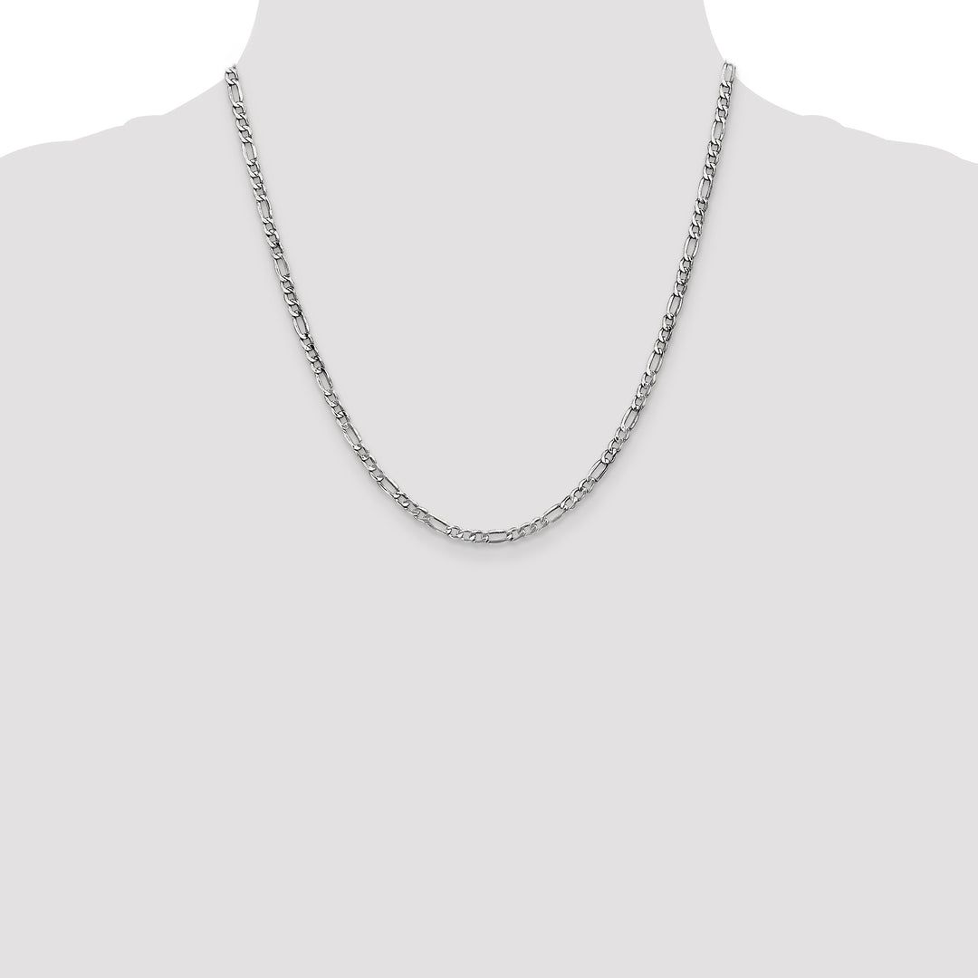 14k White Gold 3.5mm Semi-Solid Figaro Chain
