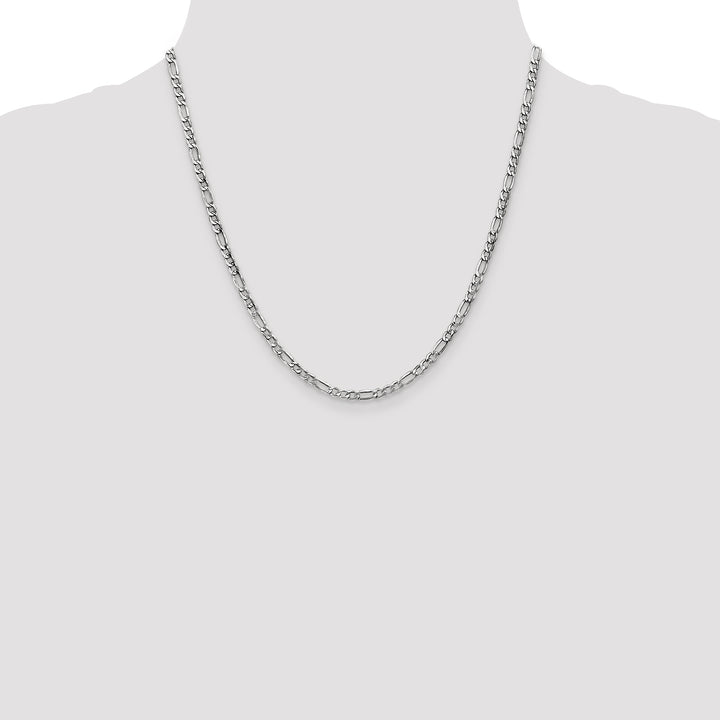14k White Gold 3.5mm Semi-Solid Figaro Chain