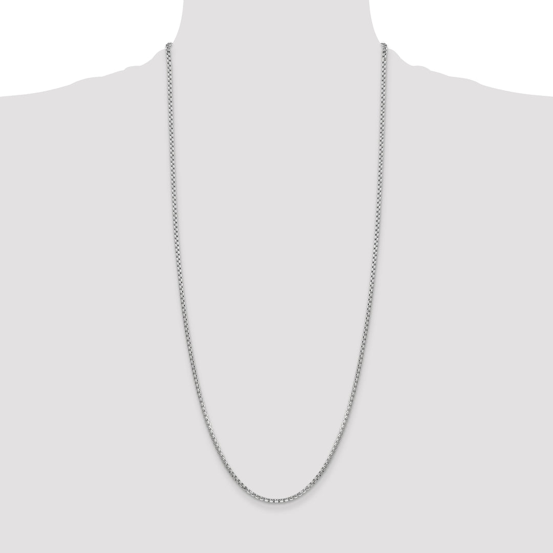 14k White Gold 2.45mm Semi-Solid Round Box Chain