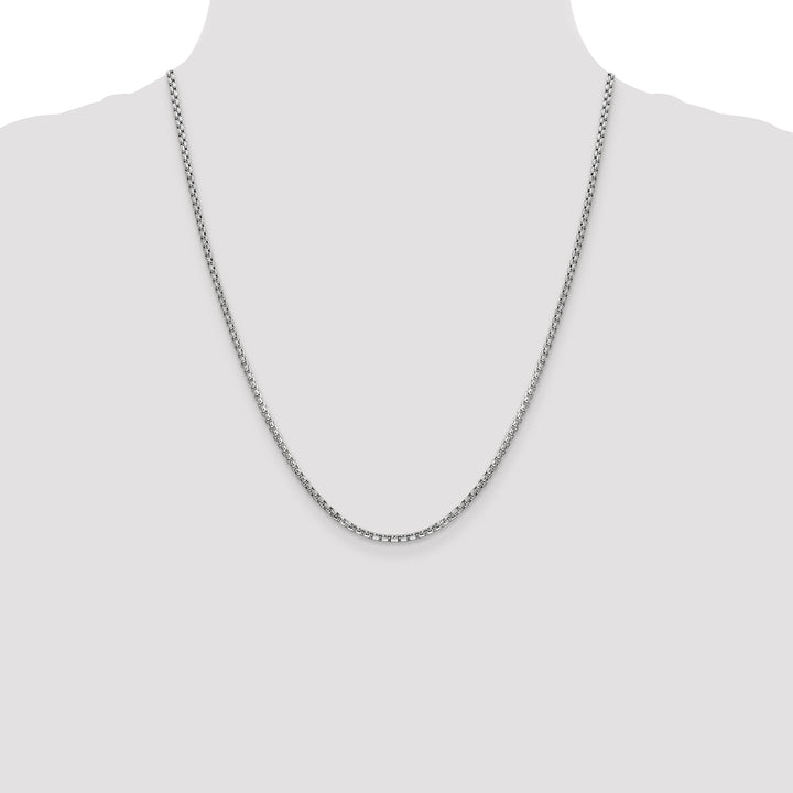 14k White Gold 2.45mm Semi-Solid Round Box Chain