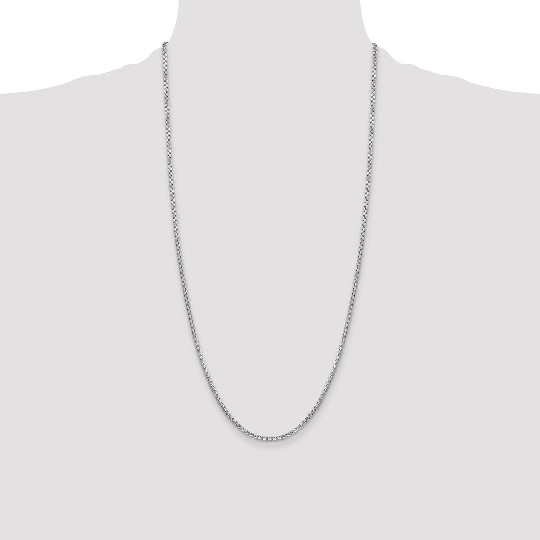 14k White Gold 2.45mm Semi-Solid Round Box Chain