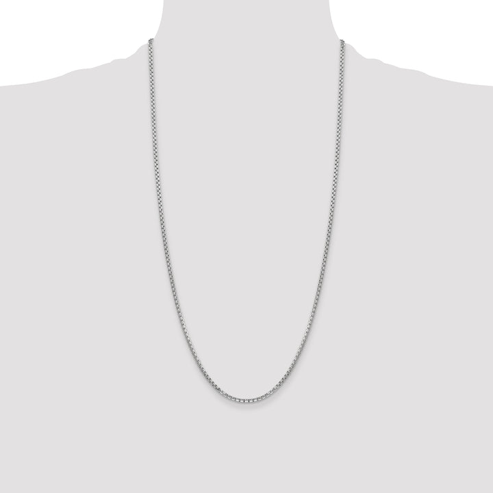 14k White Gold 2.45mm Semi-Solid Round Box Chain