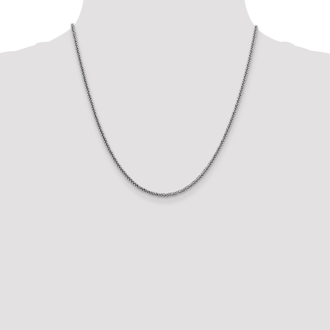 14k White Gold 2.35mm Semi-solid 3-Wire Wheat Chain