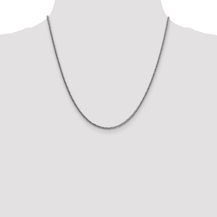 14k White Gold 2.35mm Semi-solid 3-Wire Wheat Chain