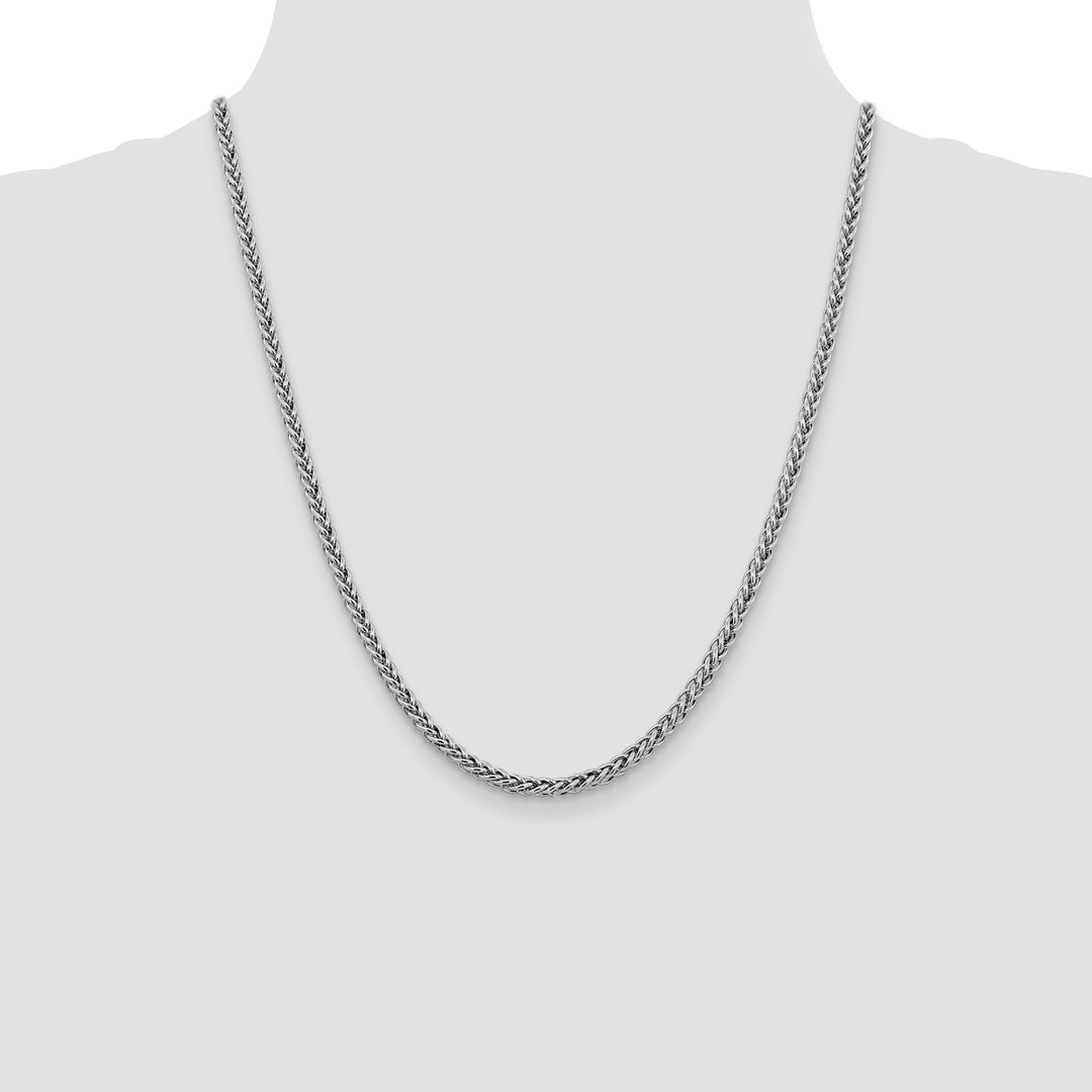 14k White Gold 3.5mm Semi-solid 3-Wire Wheat Chain