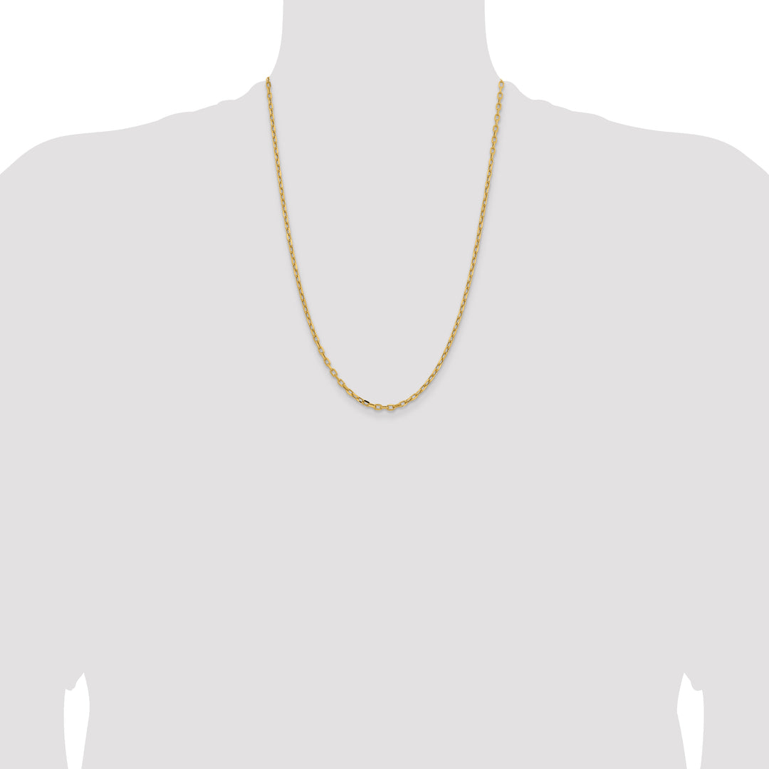 14k 3mm Semi-solid D/C Open Link Cable Chain