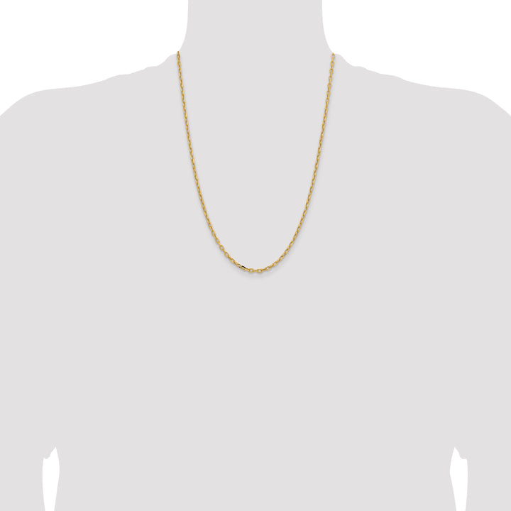 14k 3mm Semi-solid D/C Open Link Cable Chain