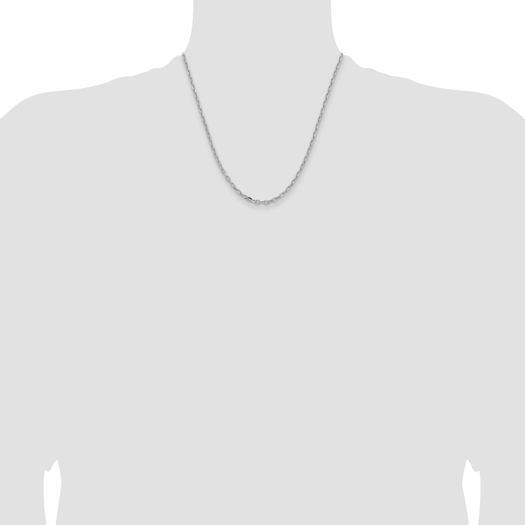 14k White Gold 3mm Semi-solid D/C Open Link Cable Chain