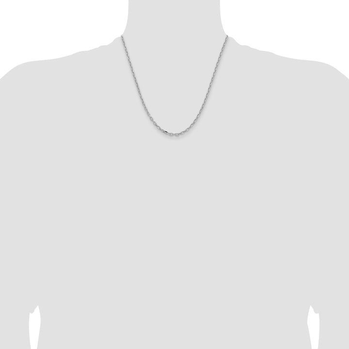 14k White Gold 3mm Semi-solid D/C Open Link Cable Chain