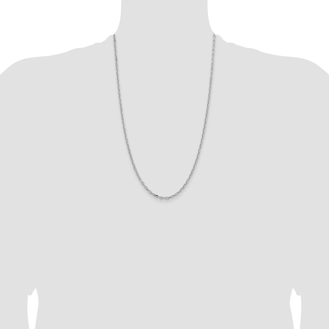 14k White Gold 3mm Semi-solid D/C Open Link Cable Chain