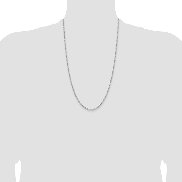 14k White Gold 3mm Semi-solid D/C Open Link Cable Chain